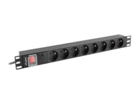 Lanberg Strømfordelingsenhed 8-stik 16A Sort 2m