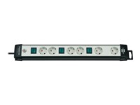 brennenstuhl Premium-Line Technics Extension Socket Stikdåse 6-stik Sort Grå 3m