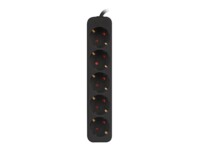 Lanberg Stikdåse 5-stik 10A Sort 3m
