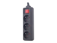 EnerGenie EG-PSU3F-01 Stikdåse 3-stik 10A Sort 60cm