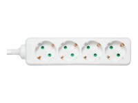 DELTACO GT-0401 Stikdåse 4-stik 16A Hvid 3m