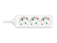 DELTACO GT-0302 Stikdåse 3-stik 16A Hvid 5m