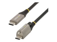 StarTech.com 20in 50cm Top Screw Locking USB C Cable 10Gbps, USB 3.1/3.2 Gen 2 Type-C Cable, 100W (5A) Power Delivery Charging, DP Alt Mode, Single Screw Lock, USB-C to C Cord - Thunderbolt 3 Compatible (USB31CCTLKV50CM) USB Type-C kabel 50cm Sort Grå