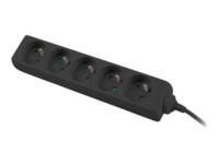 Lanberg Stikdåse 5-stik 10A Sort 1m