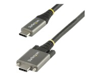 StarTech.com 20' 50cm Side Screw Locking USB C Cable 10Gbps, USB 3.1/3.2 Gen 2 Type-C Cable, 100W (5A) Power Delivery Charging, DP Alt Mode, Dual Screw Lock, USB-C to C Cord, Charge/Sync - Thunderbolt 3 Compatible USB Type-C kabel 50cm Sort Grå