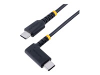 StarTech.com 1ft (30cm) USB C Charging Cable Right Angle, 60W PD 3A, Heavy Duty Fast Charge USB-C Cable, USB 2.0 Type-C, Durable and Rugged Aramid Fiber, S20/iPad/Pixel - High Quality USB Charging Cord (R2CCR-30C-USB-CABLE) USB Type-C kabel 30cm Sort