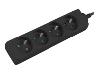 Lanberg Stikdåse 4-stik 10A Sort 1m