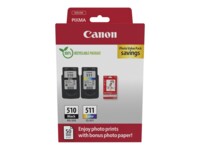 Canon PG-510/CL-511 Photo Paper Value Pack Sort Farve (cyan, magenta, gul) Blækpatron/papirsæt