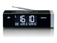 Lenco CR-640 Clock-radio Sort Sølv