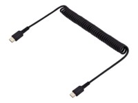 StarTech.com 3ft (1m) USB C Charging Cable, Coiled Heavy Duty Fast Charge & Sync USB-C Cable, High Quality USB 2.0 Type-C Cable, Rugged Aramid Fiber, TPE, 3A, S20, iPad, Pixel - Durable Male to Male USB, Black USB Type-C kabel 1m Sort