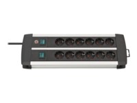 brennenstuhl Premium-Alu-Line Technics Stikdåse 12-stik Sort Sølv 3m