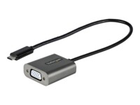 StarTech.com USB C to VGA Adapter, 1080p USB Type-C to VGA Adapter Dongle, USB-C (DP Alt Mode) to VGA Monitor/Display Video Converter, Thunderbolt 3 Compatible, 12' Long Attached Cable - USB C to VGA Converter (CDP2VGAEC) Videoadapter 30cm Sort