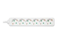 DELTACO GT-0601 Stikdåse 6-stik 16A Hvid 3m