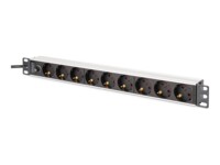 DIGITUS Stikdåse 9-stik 10A Sort 2m