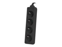 Lanberg Stikdåse 4-stik 10A Sort 1.5m