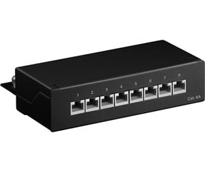CAT 6a Mini/Desktop Patch Panel, 8 Port, black