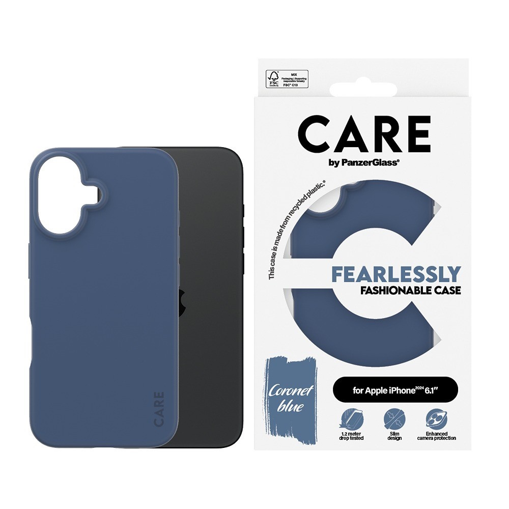 PanzerGlass CARE by Fashionable Case Blue iPhone 16 Beskyttelsescover Blå Apple iPhone 16