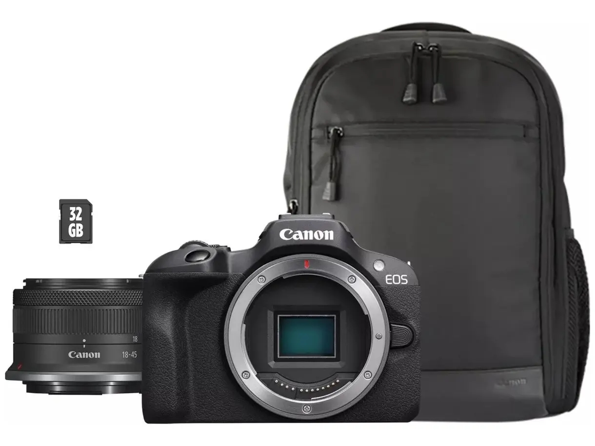 New--EOS R50 + RF-S 18-45mm Travel Kit (Shoulder Bag & 64GB SD Card)