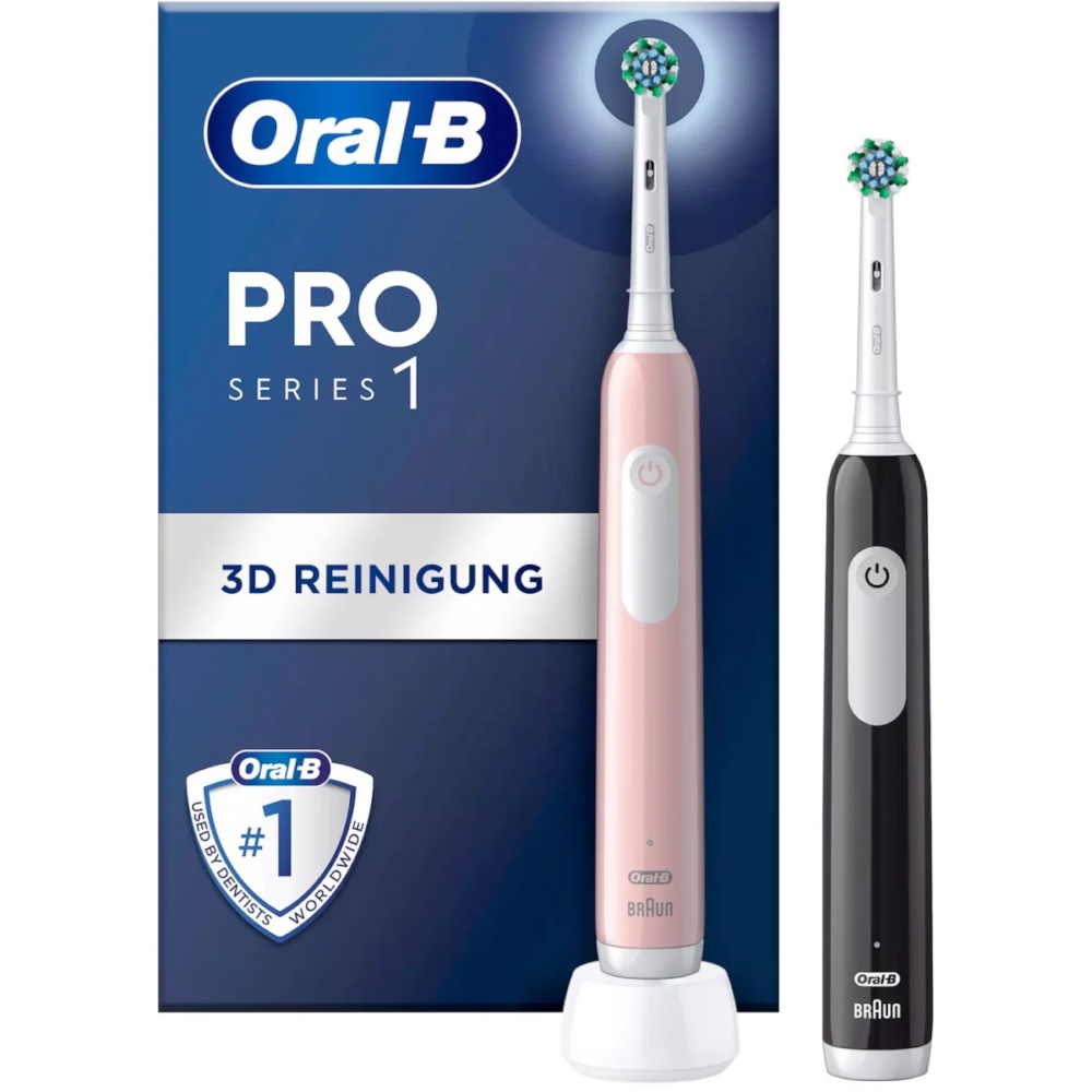 Szczoteczka Oral-B Pro Series 1 Cross Action zestaw 2-pack Black + Pink Black/Pink