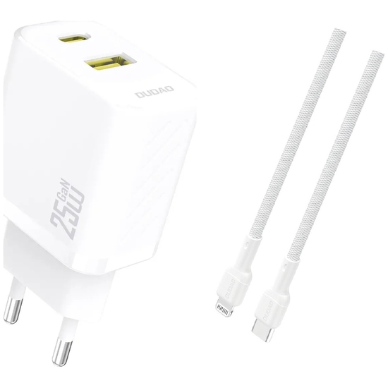 Dudao A26LEU 25W GaN Charger + Lightning White