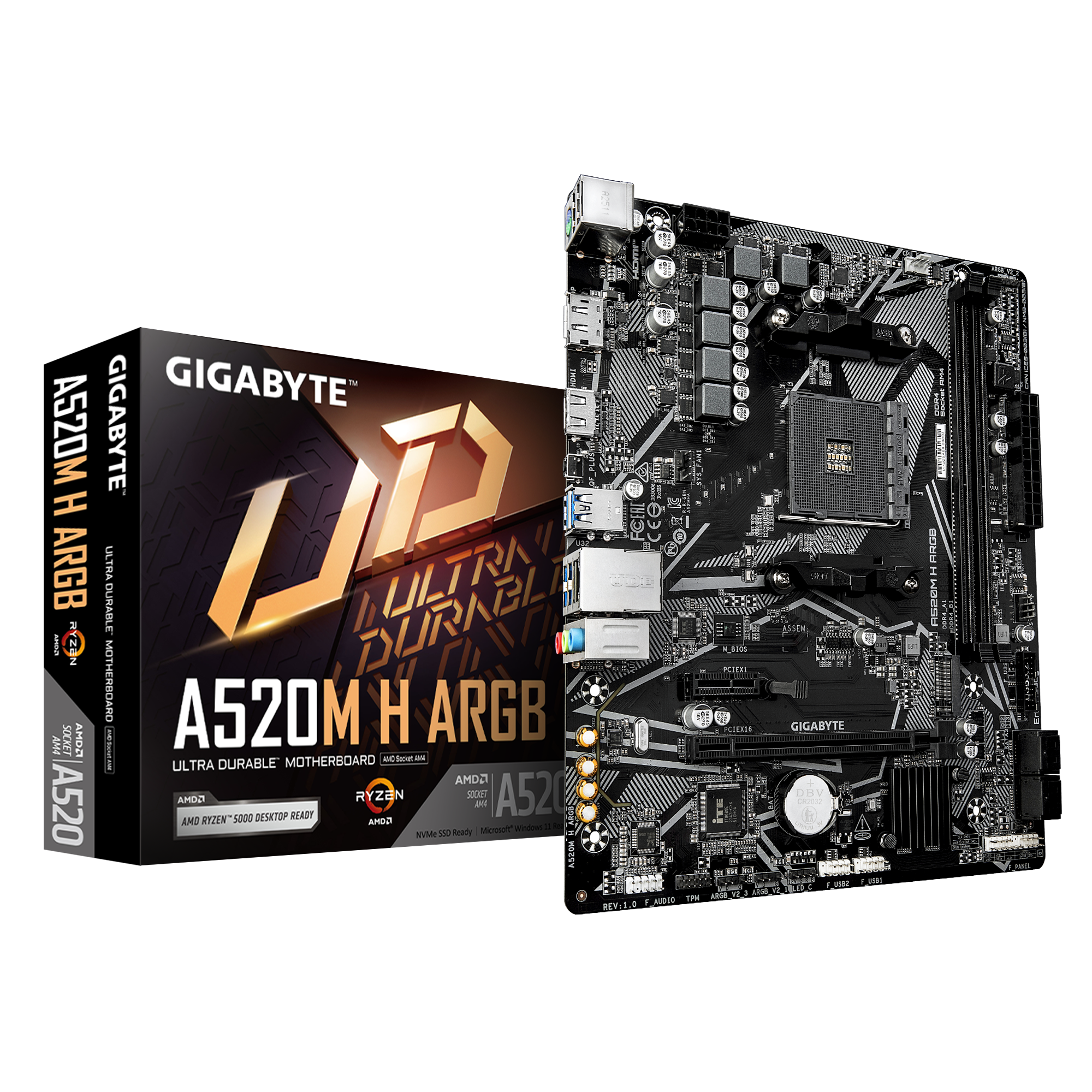 GIGABYTE A520M H ARGB micro ATX AM4 AMD A520