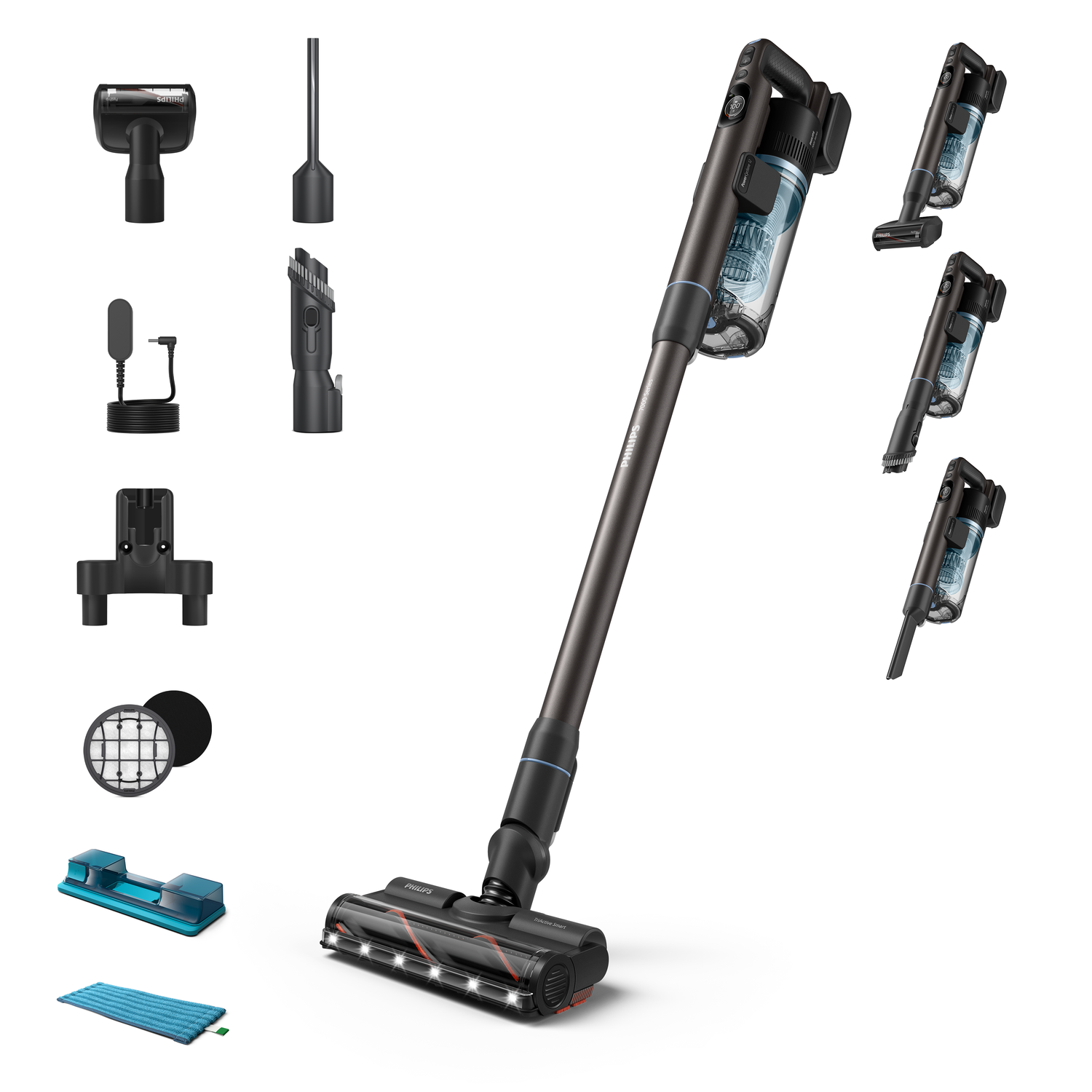 Philips XC7163/01 stick vacuum/electric broom 2-in-1 stick vacuum Battery Dry&wet Bagless Black, Blue