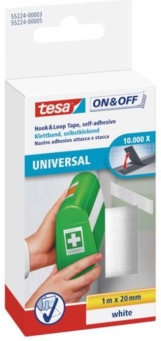 tesa ON&OFF Klettband zum Aufkleben 20mmx100cm