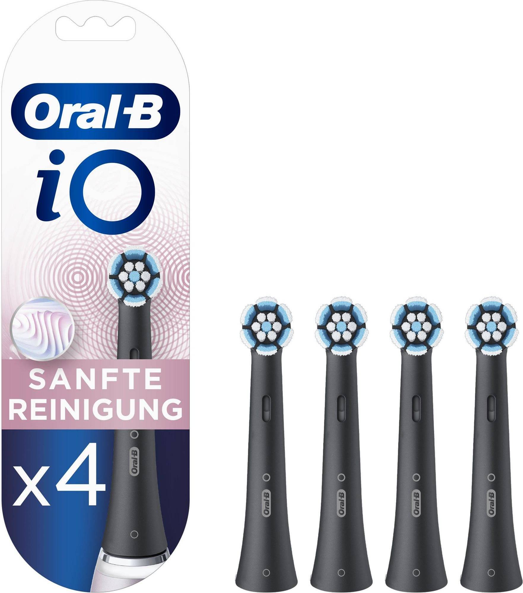 Oral-B iO Aufsteckbürsten Sanfte Reinigung BLACK 4er