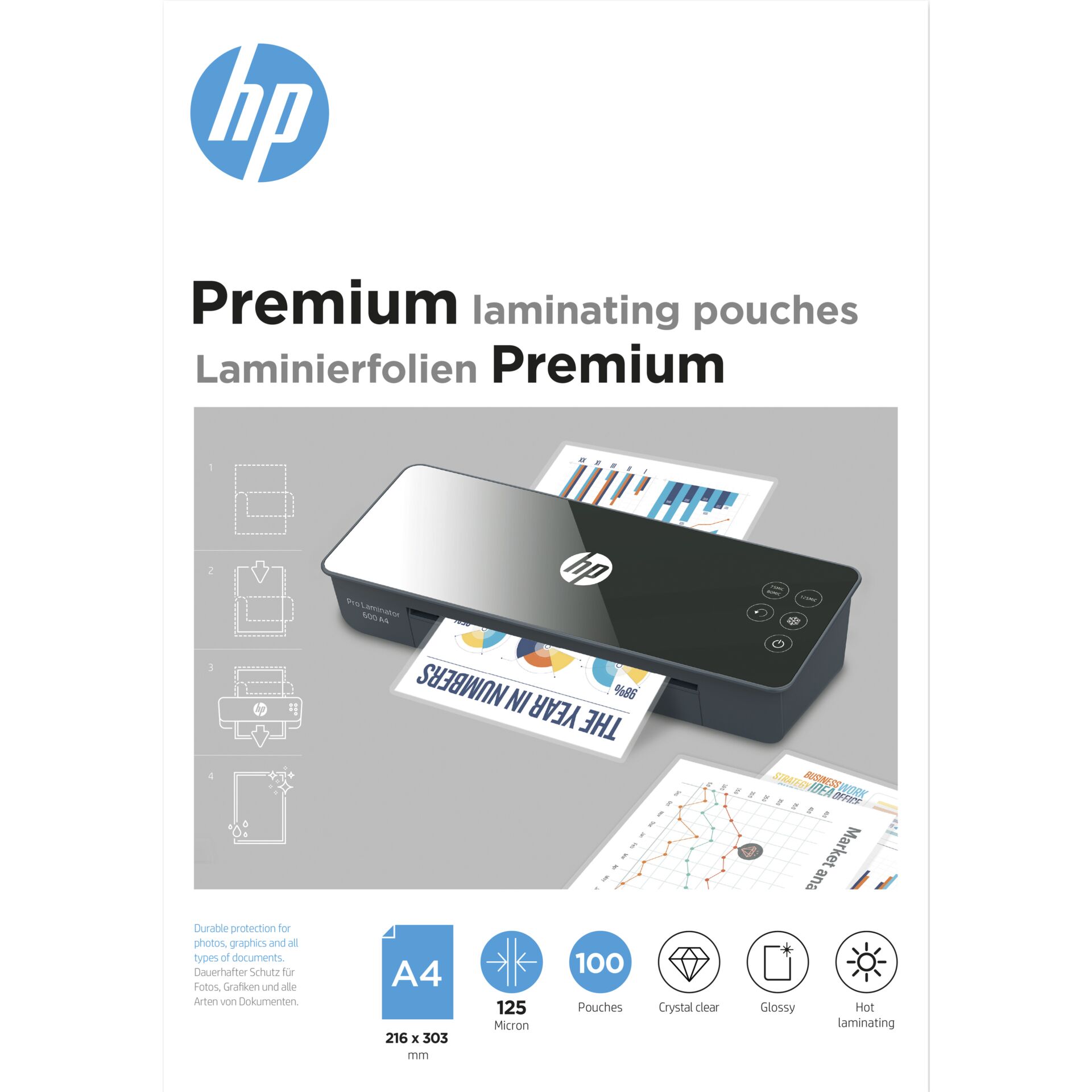 HP Laminierfolien Premium A4 125 Micron 100x